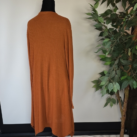Women's Long Orange Cardigan - Picture 2 of 5